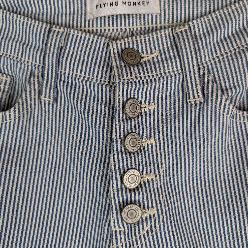 Flying‎ Monkey Wide Leg Cropped Jeans 25 Gaucho Jeans Blue White Stripe Capri